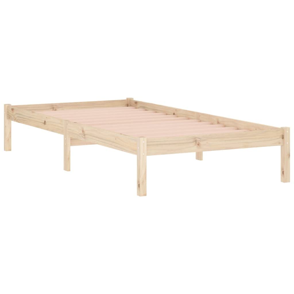 vidaXL Twin Bed Frame - 77&quot; x 41.5&quot; x 12.2&quot;, Durable Solid Pine Wood, Rustic Charm, Easy Assembly, Perfect for Bedroom or Guest Room