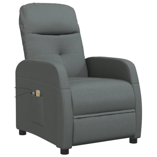 vidaXL Massage Recliner Electric Massaging Recliner Chair Adjustable Push Cozy Chair Furniture for Home Office Cinema Theater Dark Gray Fabric