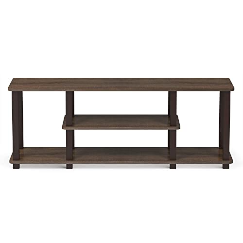Furinno Turn-N-Tube No Tools 3D 3-Tier Entertainment Tv Stand Up To 50 Inch Tv, Square Tubes, Walnut/Brown
