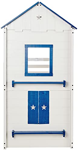 DONCO Kids Stargazer Novelty Twin Over Twin Bunkbed in Light Grey & Blue Finish