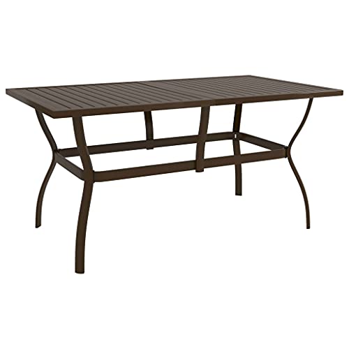 vidaXL Patio Table, Patio Table, Garden Table, Garden Furniture for Front Porch Deck Lawn Backyard Balcony Terrace, Industrial, Steel Brown