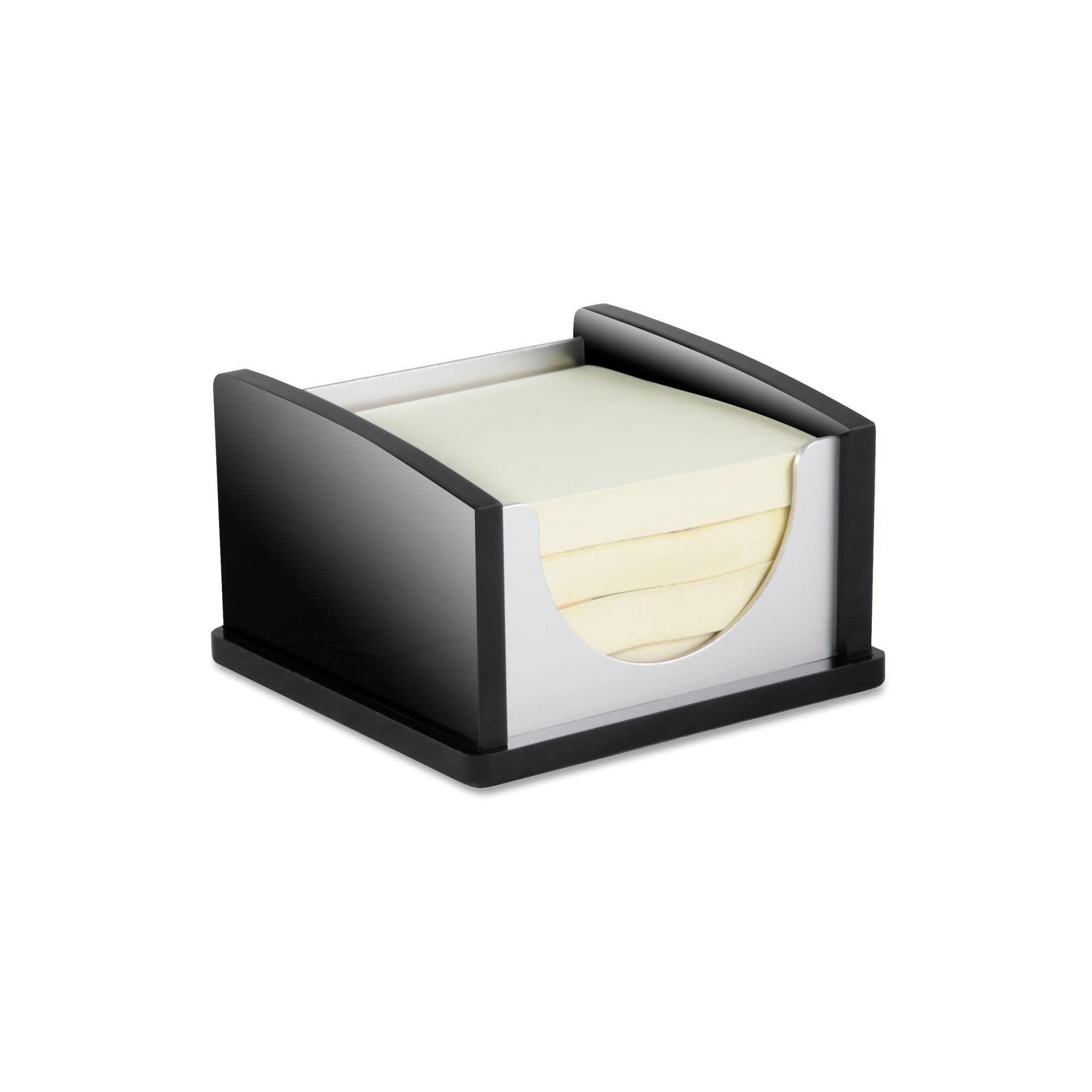 Kantek Black Acrylic And Silver Aluminum Sticky Note Dispenser, 3'X3' Self Stick Note Pad Holder, Office Organizer, Desk Acces