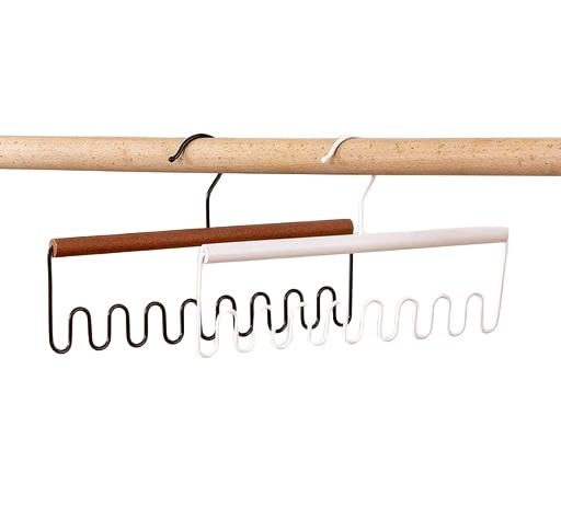 Barhary 1 Pcs Tie Rack Hanger With Foldable Metal Hooks, Space Saving Necktie Organizer For Men ? Large Capacity Tie And Belt Wo