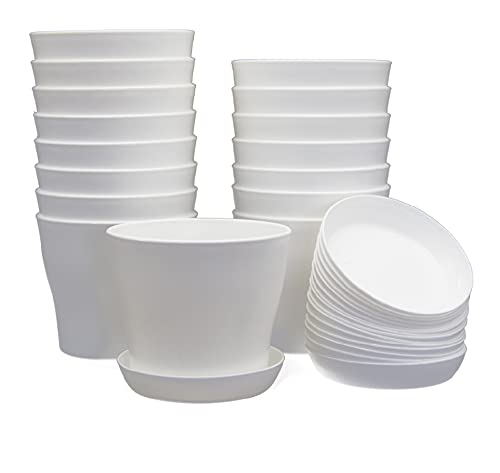 Jeria 16-Pack 4' Plastic Flower Plant Pots Thickened Seedlings Nursery Pots, Flower Plant Container Seed Starting Pots With Pal