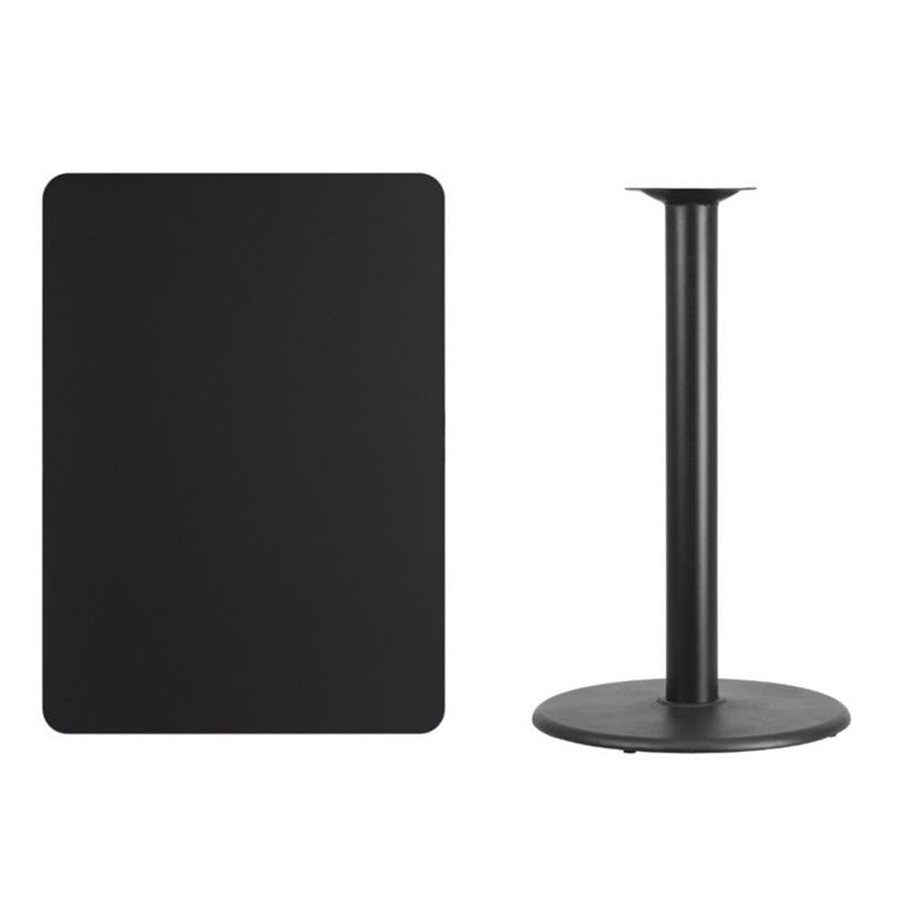 Flash Furniture 30'' X 42'' Rectangular Black Laminate Table Top With 24'' Round Bar Height Table Base