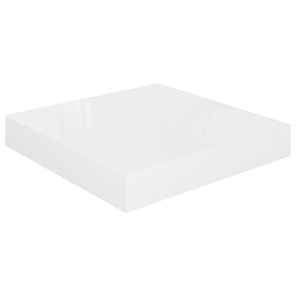 vidaXL High Gloss White Floating Wall Shelf, Modern Display Unit, MDF and Metal Construction, 9.1x9.3x1.5