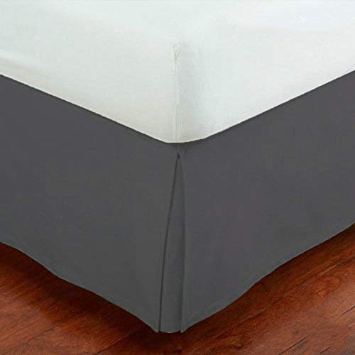 King Size Luxury Tailored Bed Skirt 14'' Drop Pleated Styling Dust Ruffled Solid Charcoal/Dark Grey New