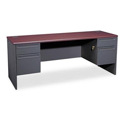 Hon 38000 Series Kneespace Credenza, 72W X 24D X 29.5H, Mahogany/Charcoal