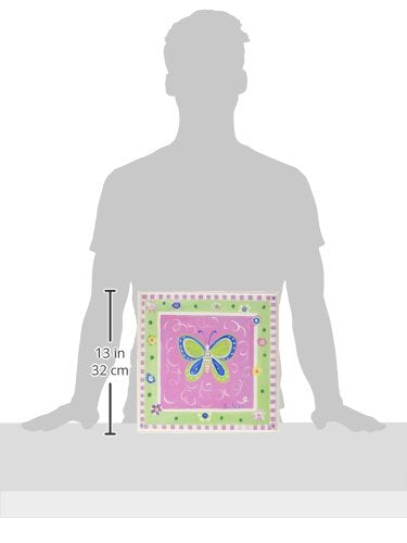 The Kids Room By Stupell Green Butterfly With Pink Border Square Wall Plaque
