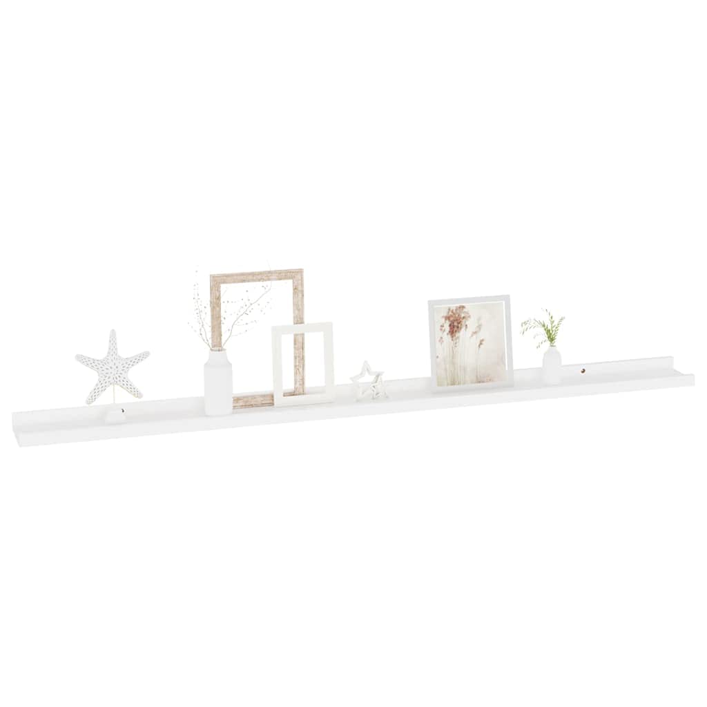 vidaXL White Wall Shelves 2 pcs - MDF Wall-Mounted Bookshelf, Storage Organiser for Home Decor, 45.3&quot;x3.5&quot;x1.2&quot;, Modern Design, Durable Material