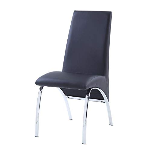 Acme Pervis Faux Leather Upholstered Side Chair in Black and Chrome