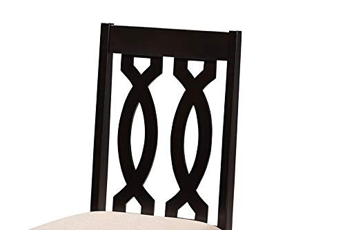 Baxton Studio Cherese Modern and Contemporary Sand Fabric Upholstered Espresso Brown Finished 5-Piece Wood Dining Set