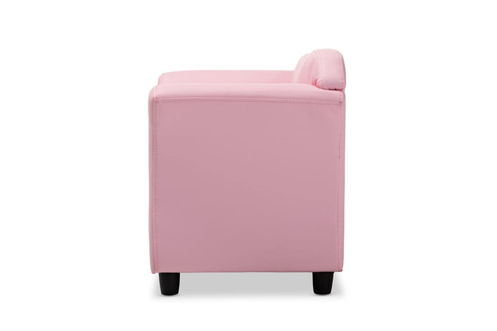 Baxton Studio Felice Modern and Contemporary Pink Faux Leather Kids 2-Seater Loveseat