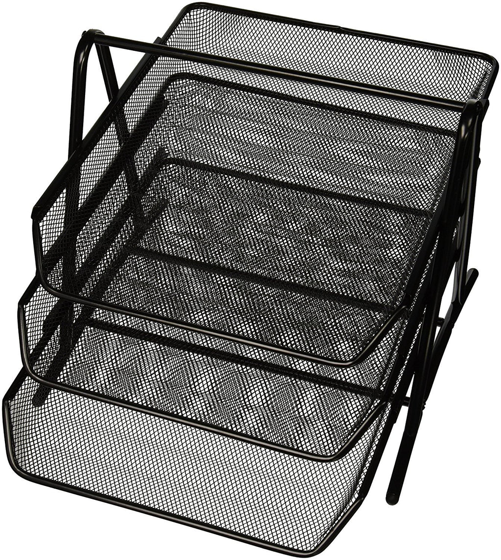 Sparco 90206 3-Tier Steel Mesh Desk Tray, Black (11 5/8'W X 13 3/4'D X 10 5/8'H)
