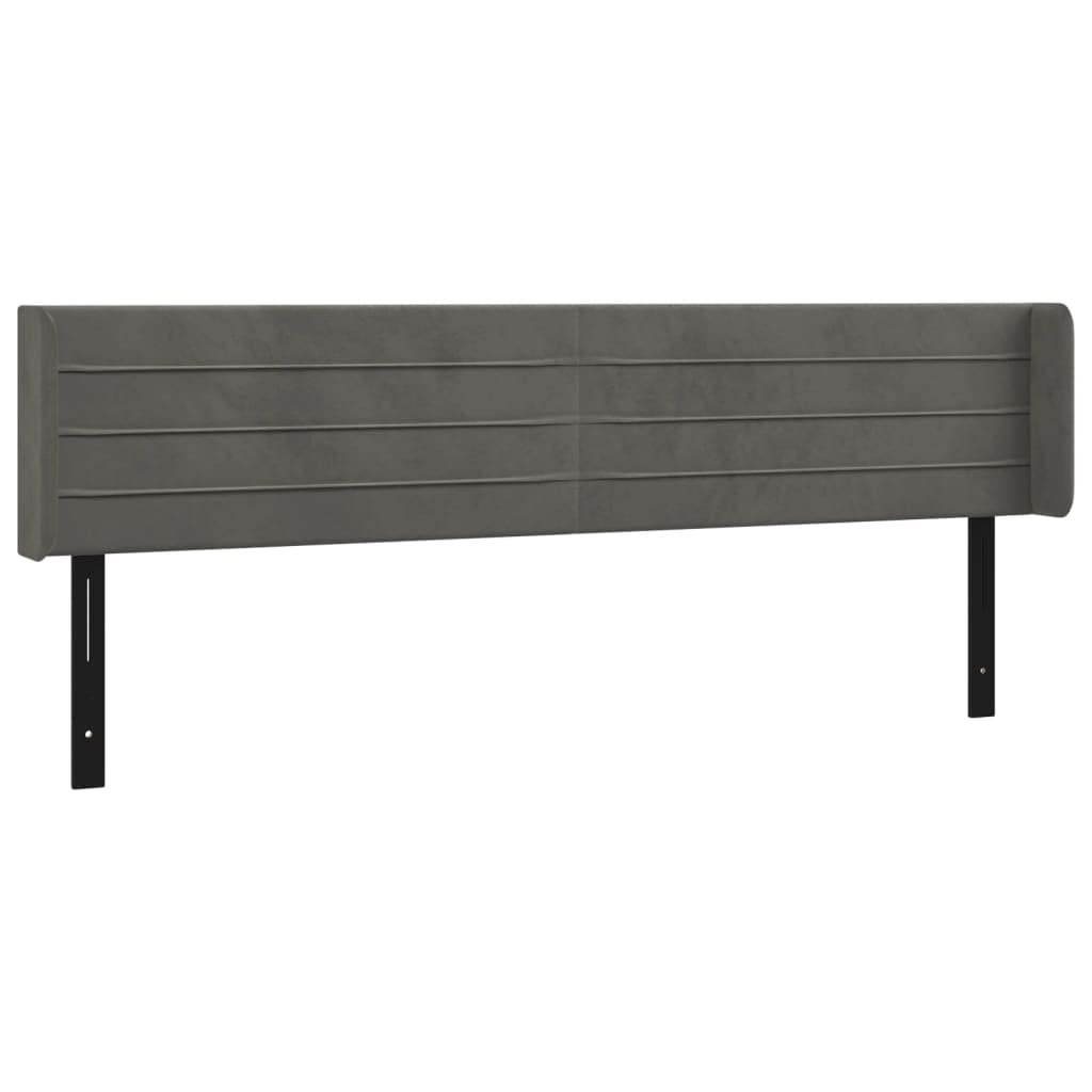 vidaXL Headboard, Upholstered Headboard for Bed Home, Bed Headboard with Ears, Bedroom Furniture, Dark Gray 64.2&quot;x6.3&quot;x30.7&quot;/34.6&quot; Velvet