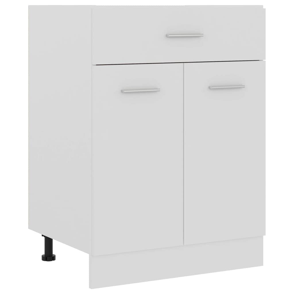 vidaXL Bottom Kitchen Cabinet with Drawer and Two Shelves - Engineered Wood Construction - White Finish - 23.6&quot;x18.1&quot;x32.1&quot;