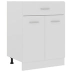 vidaXL Bottom Kitchen Cabinet with Drawer and Two Shelves - Engineered Wood Construction - White Finish - 23.6"x18.1"x32.1"