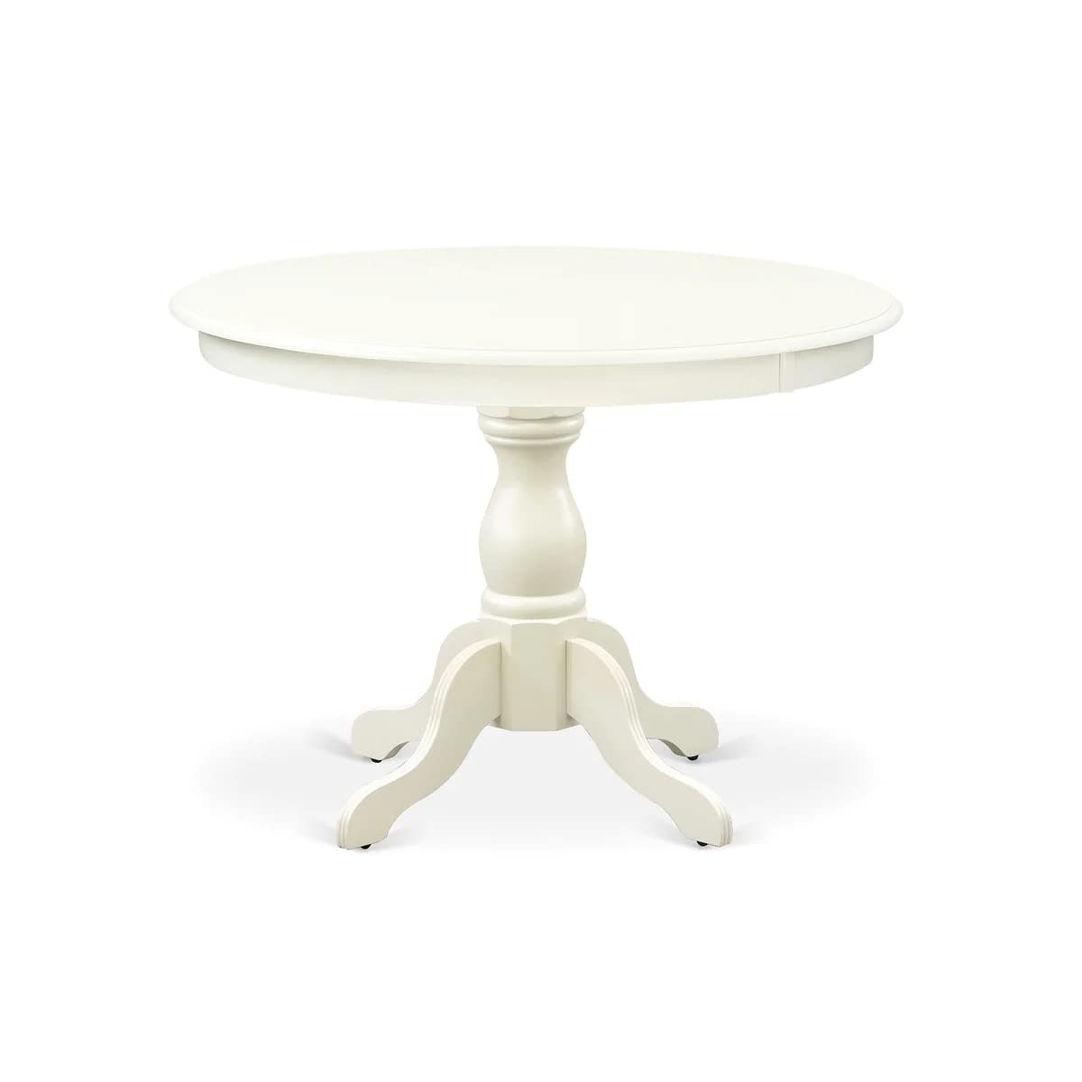 East West Furniture Hbva3-Lwh-W 3 Piece Dining Room Furniture Set Contains A Round Dining Table With Pedestal And 2 Wood Seat Chairs, 42X42 Inch, Linen White