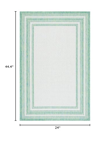 Safavieh Courtyard Collection Accent Rug - 2' X 3'7', Ivory & Green, Non-Shedding & Easy Care, Indoor/Outdoor & Washable-Ideal