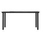 vidaXL Black Patio Dining Table - Powder-Coated Steel and Easy-to-Clean Tempered Glass Tabletop, Perfect for Outdoor Living Space