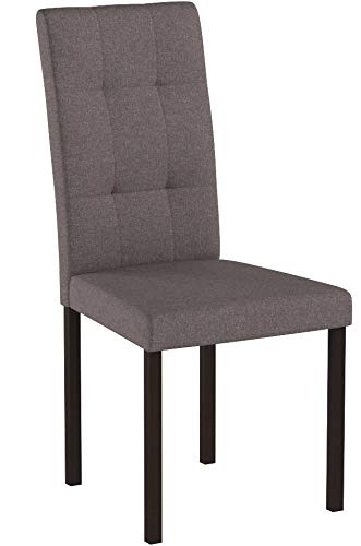 Baxton Studio 4 Piece Andrew Modern and Contemporary Fabric Upholstered Grid-Tufting Dining Chair Set, Gray
