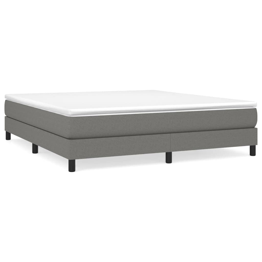 vidaXL California King Box Spring Bed Frame - Dark Gray Fabric, Modern Style, 72&quot;x83.9&quot; Mattress, Engineered Wood Construction