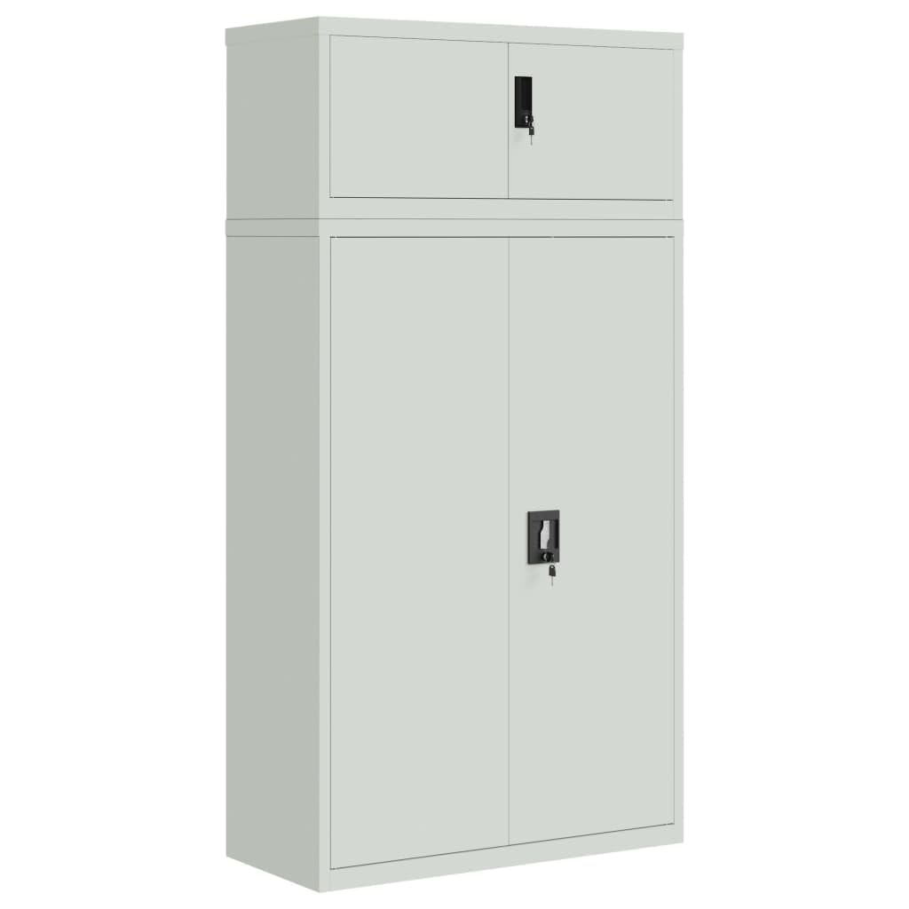 vidaXL Light Gray Steel File Cabinet - Lockable Storage Filing Cabinet with Adjustable Shelves for Office Organization