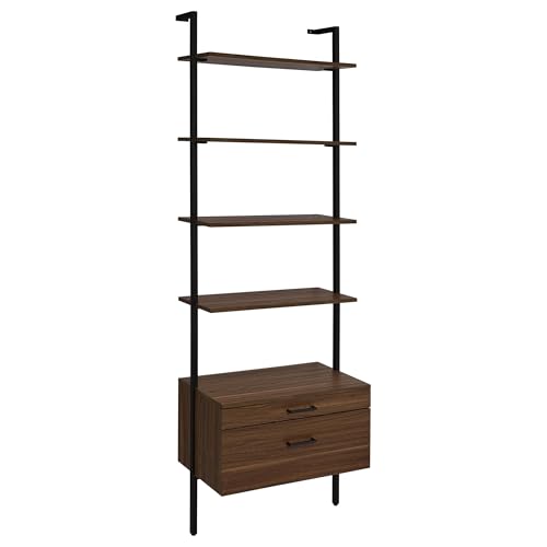 Coaster Home Furnishings Owens 31-Inch 4-Shelf Storage Wall Bookshelf Walnut