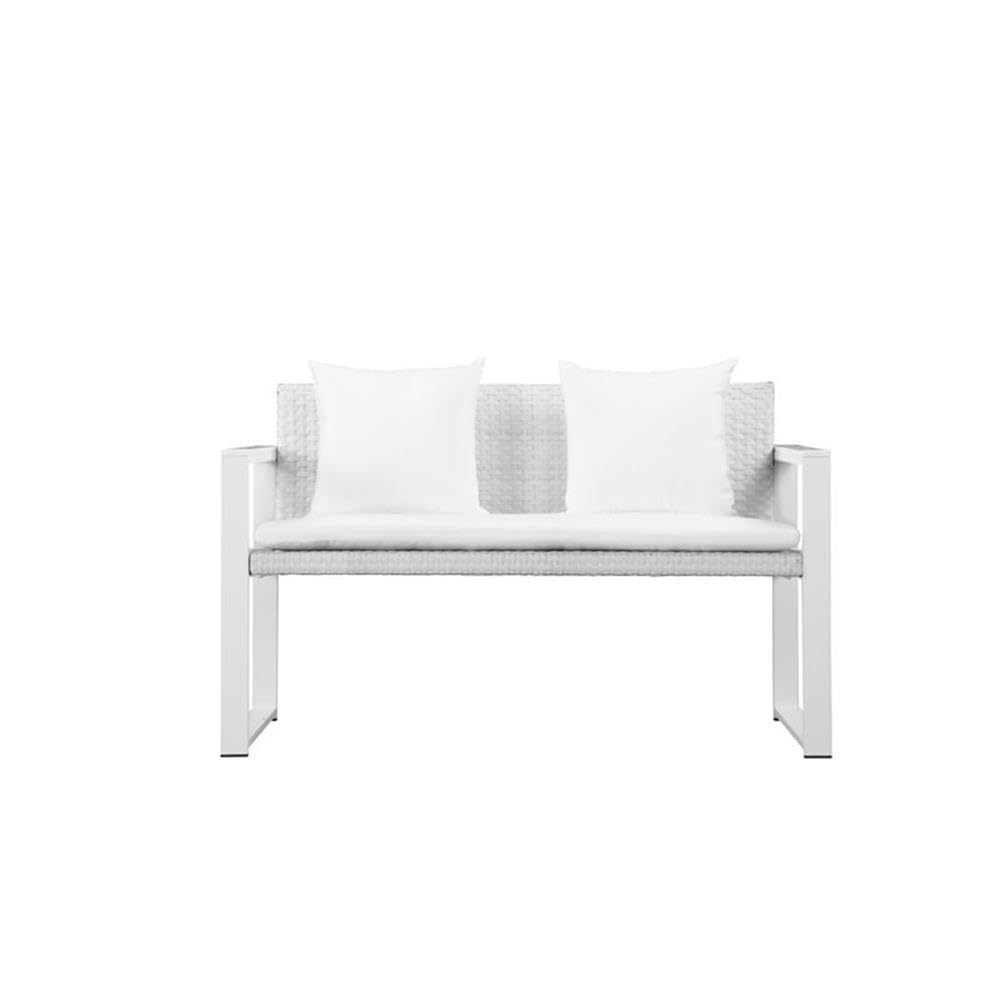 Pangea Home 1 2 Ct Chester Sofa Set, White-Anodized Aluminum/Fabric/Polyresin