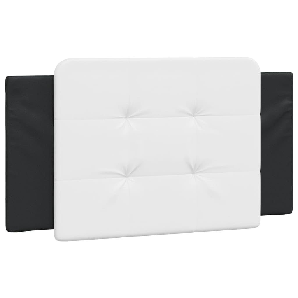 vidaXL Black and White Faux Leather Headboard Cushion - Foam-Filled Supportive Pillow for Bedroom Decor, Easy Clean, with Wall Mount Straps, 39.4"