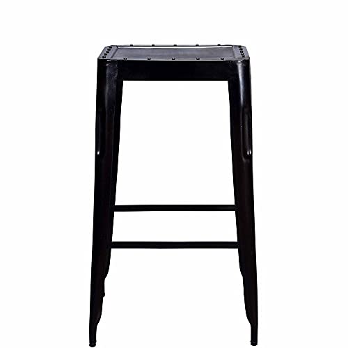 GFURN Industrial Bar Stool Big Raw Metal, Black Distressed