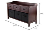 Ergode Adriana Storage Bench | Comfortable Seating | Ample Storage Space | Walnut Finish | 3 Drawers (94602-VV)