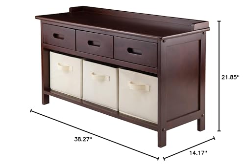 Ergode Adriana Storage Bench | Comfortable Seating | Ample Storage Space | Walnut Finish | 3 Drawers (94808-VV)