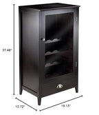 Ergode Alta Wine Storage Shelf | Modern Espresso Finish | 8 Bottle Capacity | Glass Cabinet Door | Accessory Storage | 19.1' W x 12.7' D x 37.4' H (92416-VV)