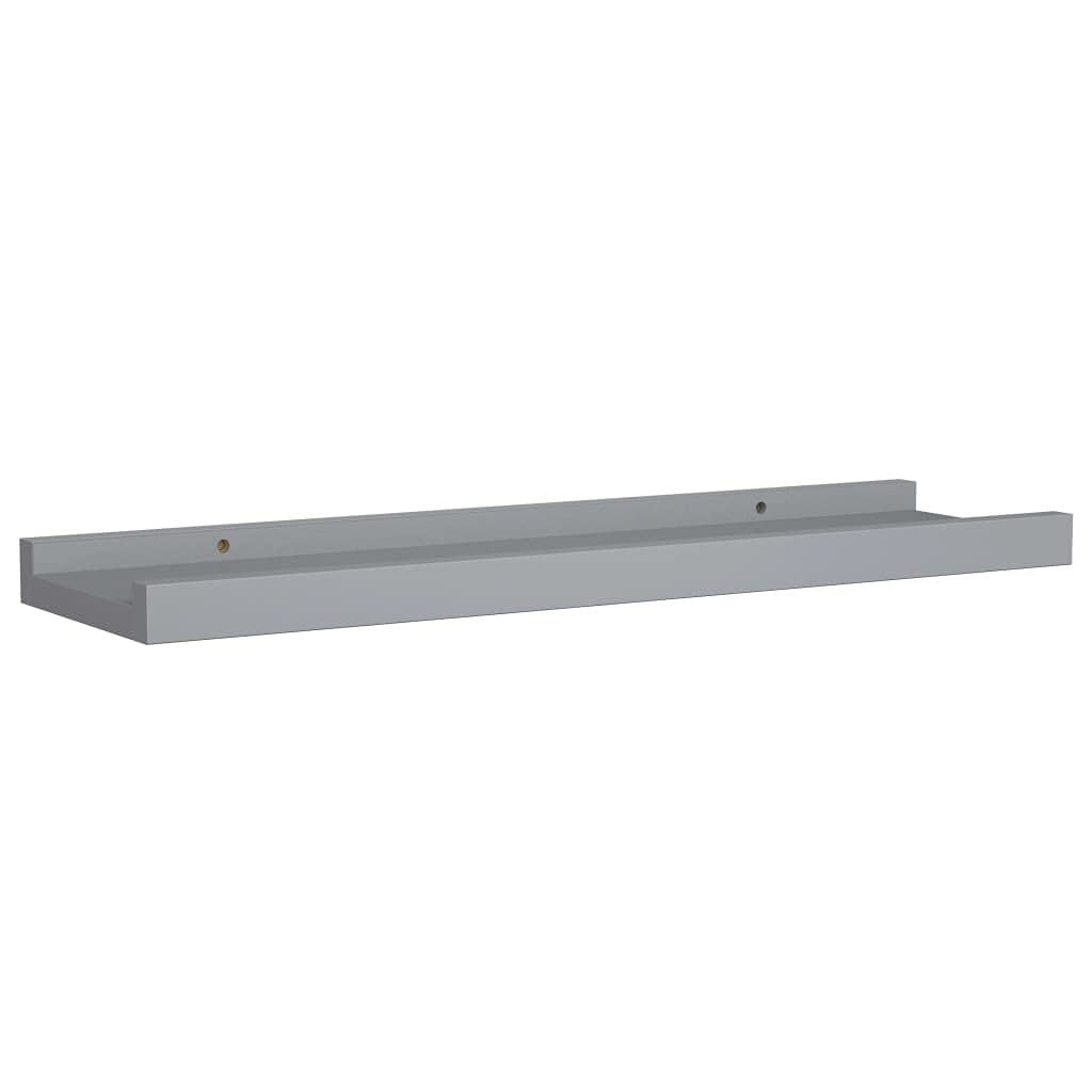 vidaXL Wall-Mounted Picture Frame Ledge Shelves - Set of 2, Gray MDF Design, Ideal for Displaying Frames and Decorations - Modern Style, 15.7"x3.5"x1.2"