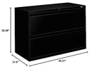 The Hon Company 2-Drawer, Lateral, With Lock, 42"X19-1/4"X28-3/8", Black