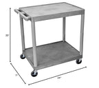 Luxor HE38-G Two Shelves Utility Cart with Locking Brakes, Shape, Gray
