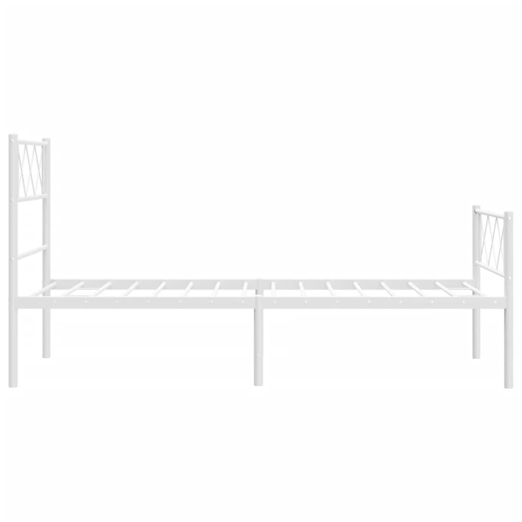 vidaXL 12'' Twin Metal Bed Frames with Headboard and Footboard, Platform Bed Frame with Strong Metal Slats Support, Under Bed Storage, Noise Free, White, Without Mattress