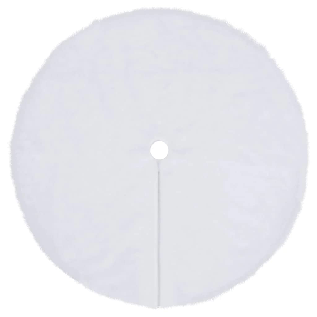 vidaXL Christmas Tree Skirt Home Garden Outdoor Festival Party Seasonal Holiday Xmas Tree Base Mat Decoration Ornament White 35.4&quot; Faux