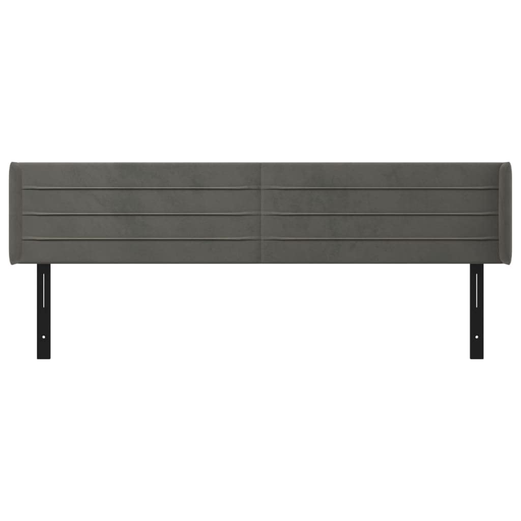 vidaXL Headboard, Upholstered Headboard for Bed Home, Bed Headboard with Ears, Bedroom Furniture, Dark Gray 64.2"x6.3"x30.7"/34.6" Velvet