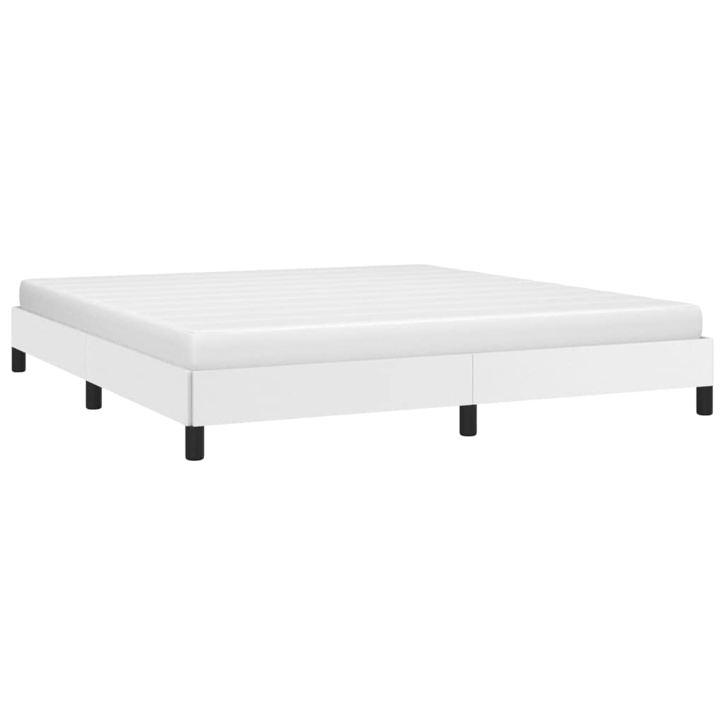 vidaXL California King Size Bed Frame with Plywood Slats, Platform Bed Frame, Faux Leather Upholstered Mattress Foundation, No Box Spring Needed & Easy Assembly, White, Without Mattress