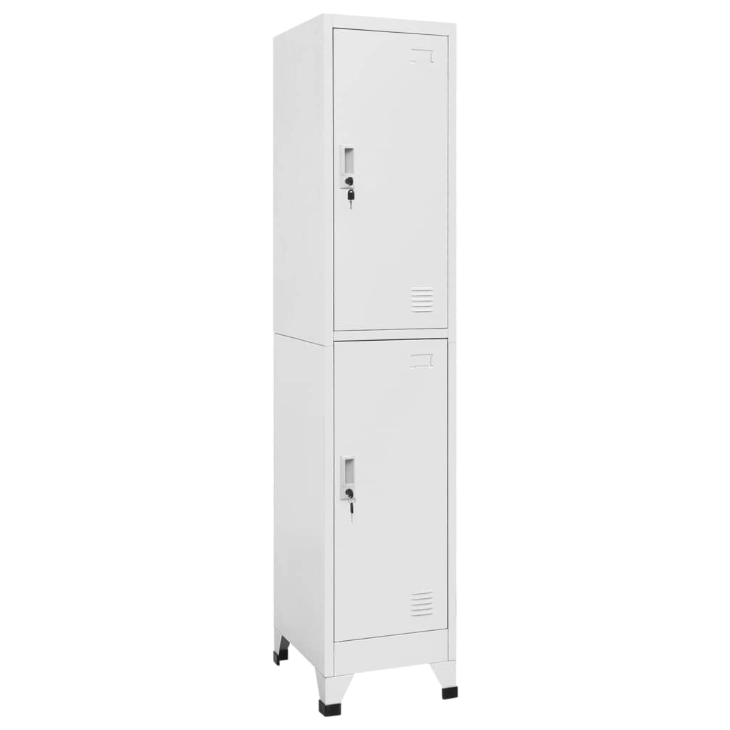 vidaXL Industrial Style Steel Locker Cabinet with 2 Compartments, Secure Storage for Changing Rooms, Easy to Clean, Gray - Perfect for Organized Environment