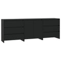 Vidaxl Sideboard 3 Piece Home Indoor Living Room Bedroom Storage Buffet Side Console Cabinet Highboard Furniture Black Engineered Wood