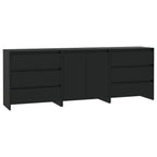 Vidaxl Sideboard 3 Piece Home Indoor Living Room Bedroom Storage Buffet Side Console Cabinet Highboard Furniture Black Engineered Wood