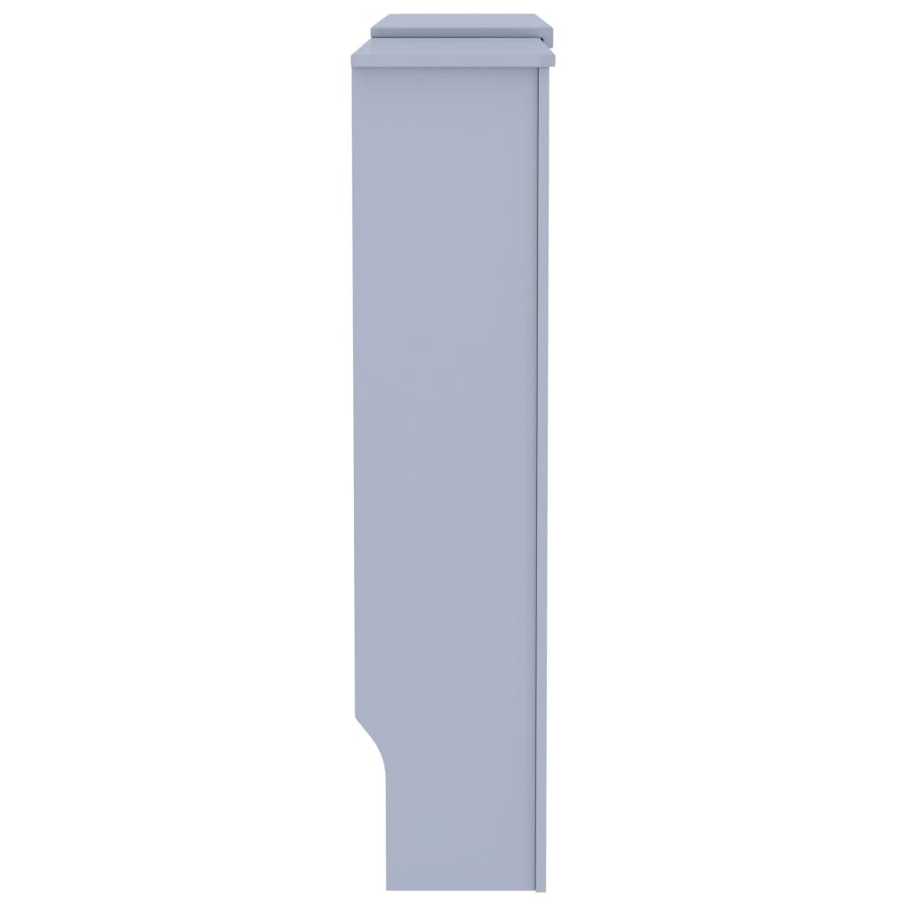 vidaXL Radiator Cover with Adjustable Length, Slatted Design Heater Cover Cabinet with Storage Shelf, Hide Cluttered Pipes, MDF, 55.5-80.7''x7.5''x32.1'', Grey