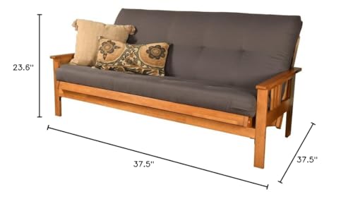 Kodiak Furniture Monterey Butternut Wood Futon with Twill Gray Mattress