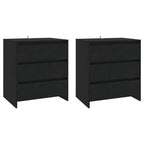 Vidaxl Sideboard 3 Piece Home Indoor Living Room Bedroom Storage Buffet Side Console Cabinet Highboard Furniture Black Engineered Wood