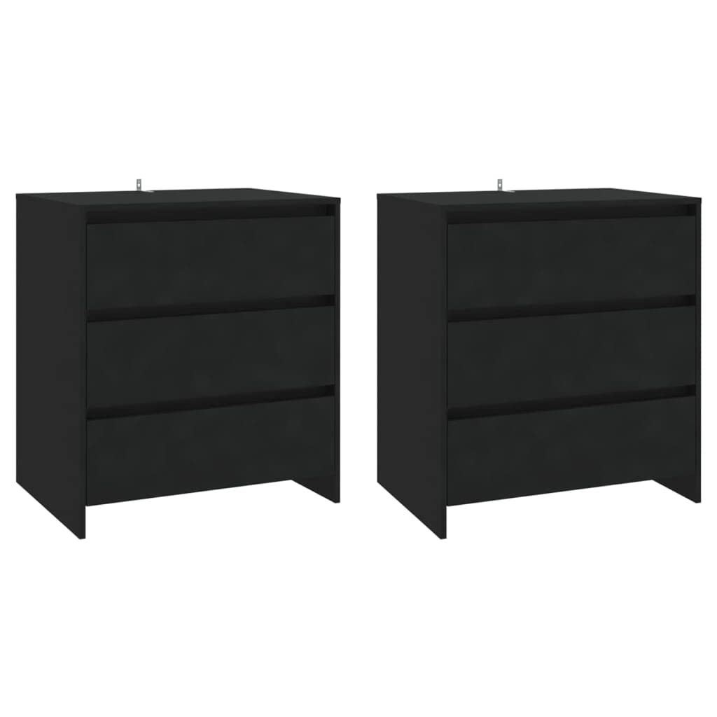 Vidaxl Sideboard 3 Piece Home Indoor Living Room Bedroom Storage Buffet Side Console Cabinet Highboard Furniture Black Engineered Wood