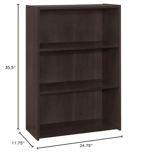 Monarch Specialties I BOOKCASE-36 H/Cappuccino with 3 Shelves Bookcase, Brown