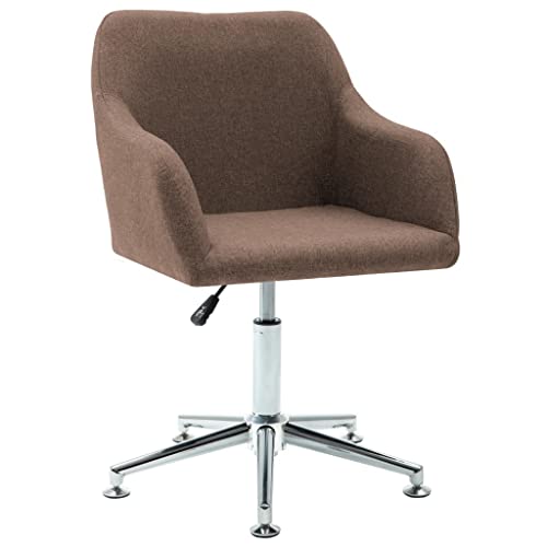 vidaXL 2 pcs Fabric Swivel Dining Chairs with Adjustable Height and Ergonomic Design - Brown, Features 360-Degree Swivel, Plywood Frame and Steel Legs, Warning: Includes California Proposition 65